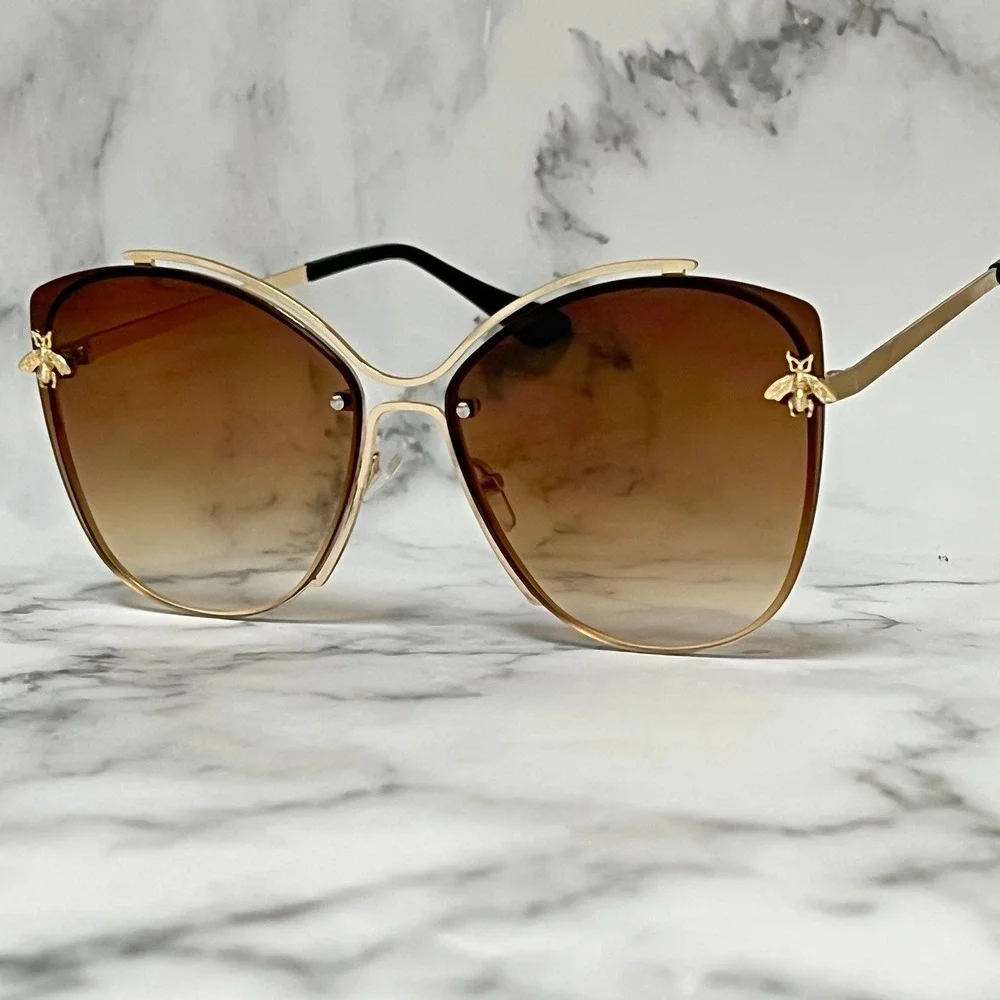 Fashion Cat Eye Sunglasses Women Designer Inspired Rimless Shades Lentes‎ Gafas